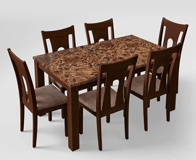 Godrej Amber Dining Table 6 Seater with Honey Dining Chair – Godrej Interio dining at Mohan Brothers
