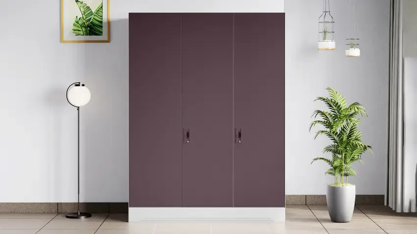 Godrej Slimline 3 Door with Locker and Drawer Black Plum – Godrej Interio almirah at Mohan Brothers