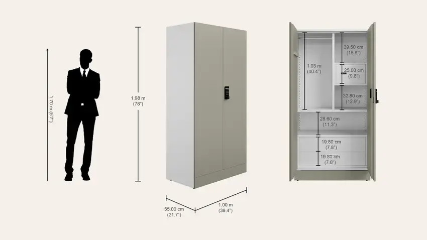 Godrej Auraline Enov 2 Door Steel Wardrobe with Digital Bio-Metric Lock – Godrej Interio Furniture – View 7