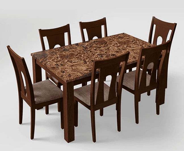 Godrej Amber Dining Table 6 Seater with Honey Dining Chair - Godrej Furniture Mohan Brothers